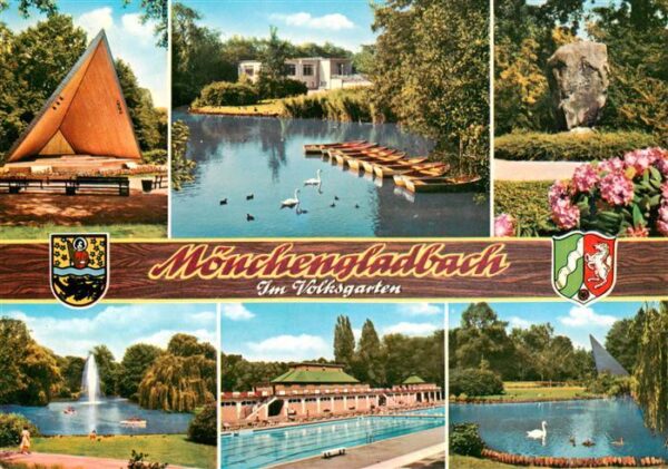 Moenchengladbach Partien im Volksgarten Denkmal Freibad Schwanenteich Konzertpav
