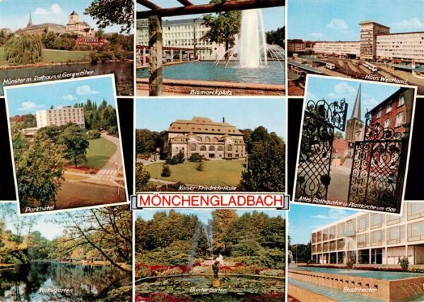 Moenchengladbach Muenster Rathaus Weiher Parkhotel Bismarckplatz Wasserspiele Ha