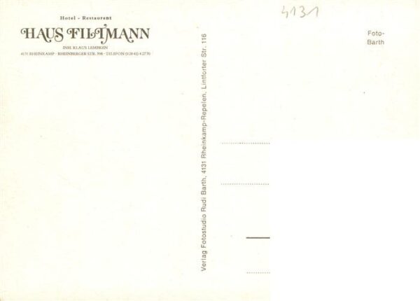 Rheinkamp Repelen Moers Moers Hotel Restaurant Haus Filtmann – Bild 2