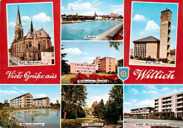Willich Kirche Freibad Hospital Altenwohnungen Volkspark DRK-Haus Moosheide