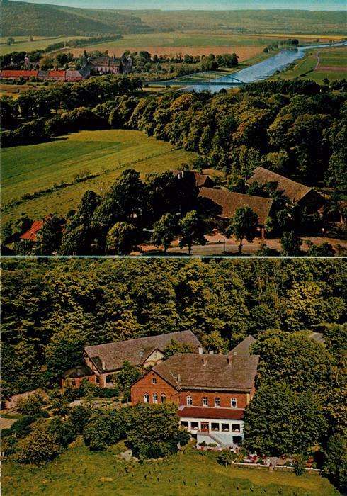 Hoexter Weser Waldgasthaus Steinkrug Sommerfrische Blick auf die Weser Kloster C