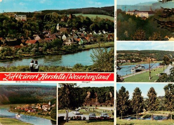 Herstelle Weser Panorama Schloss Fahrgastschiff Parkanlagen