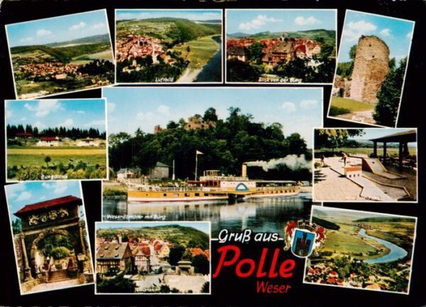 Polle Oberweser Teilansichten Luftaufnahme Minigolf Dampfer Burgruine