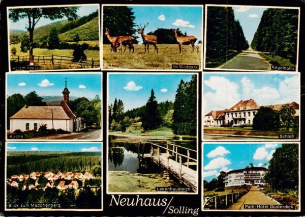 Neuhaus Solling Landschaftspanorama Wildpark Kegelbahn Waldpartie Kirche Maedche