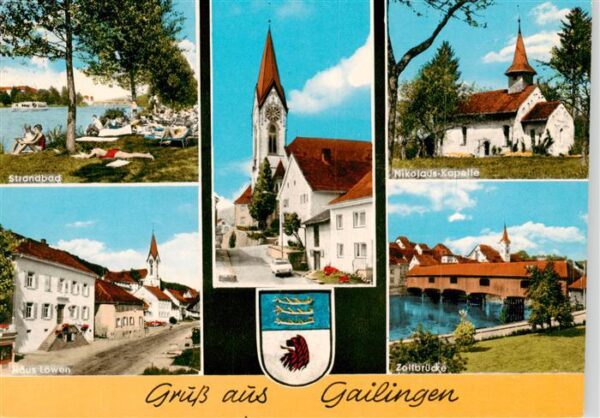 Gailingen Singen BW Strandbad Haus Loewen Kirche Nikolaus-Kapelle Zollbruecke