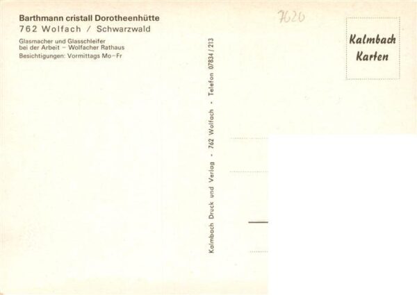 Wolfach Schwarzwald Barthmann cristall Dorotheenhuette Glasmacher Glasschleifen – Bild 2