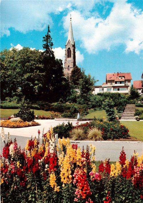 St Georgen  Schwarzwald Stadtgarten mit ev Kirche