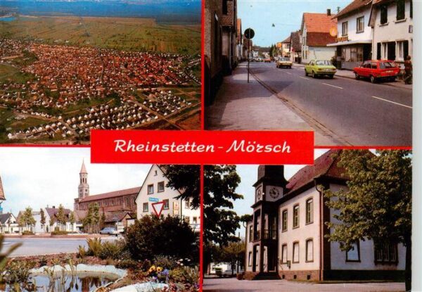 Moersch Rheinstetten Karlsruhe Fliegeraufnahme Strassenpartie Kirche Rathaus