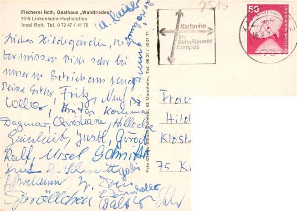 Hochstetten Linkenheim-Hochstetten Fischerei Roth Gasthaus Waldfrieden Gastraeum – Bild 2