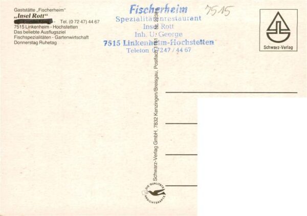 Hochstetten Linkenheim-Hochstetten Gaststaette Fischerheim Insel Rott – Bild 2