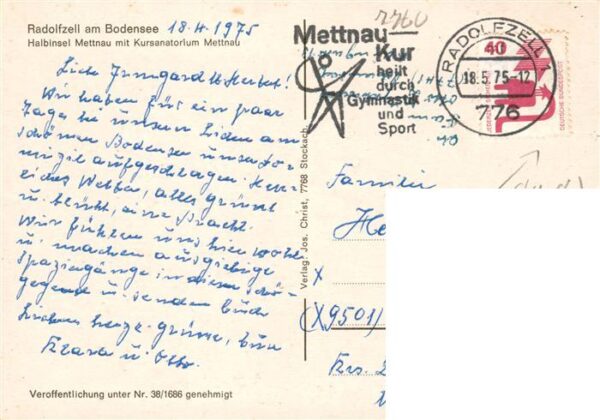 Radolfzell Bodensee Fliegeraufnahme mit Halbinsel Mettnau und Kursanatorium – Bild 2