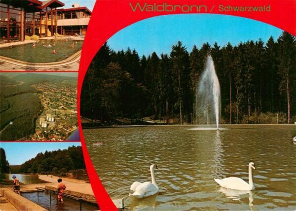 Waldbronn Albtal Thermalbad Wassertreten Kurpark Schwanenteich Fontaene