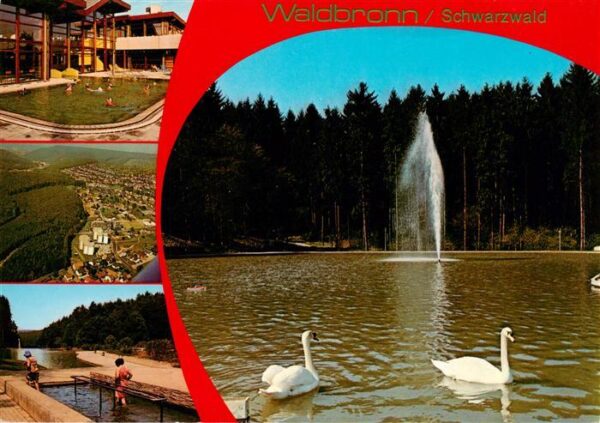 Waldbronn Albtal Thermalbad Wassertreten Kurpark Schwanenteich Fontaene