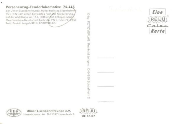 Ettlingen Personenzug Tenderlokomotive 75 118 – Bild 2