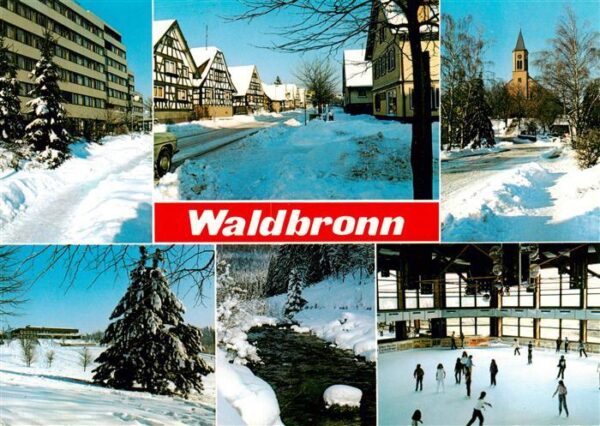 Waldbronn Albtal Winteridylle Strassenpartie Kirche Bach Eisstadion