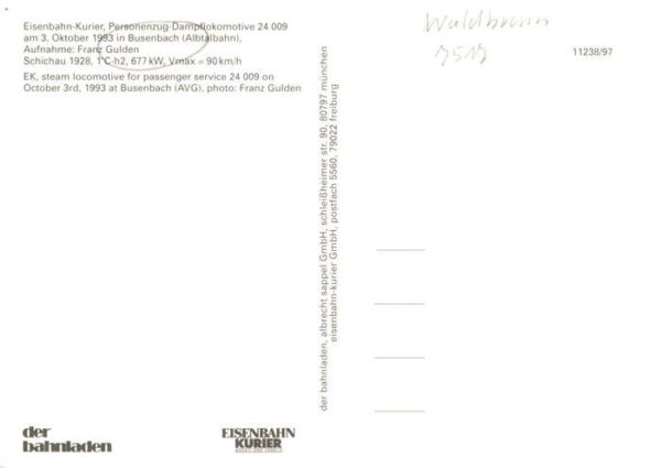 Busenbach Waldbronn Eisenbahn Kurier Personenzug Dampflokomotive 24 009 – Bild 2