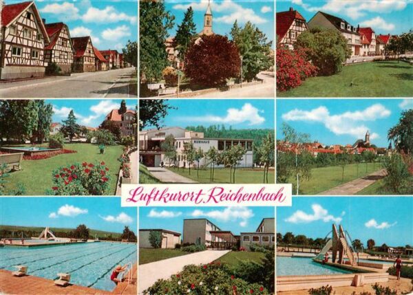 Reichenbach Waldbronn Ortspartie Kirche Park Kurhaus Schwimmbad Freibad