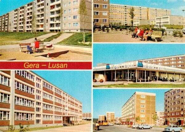 Lusan Gera Hans Beimler Oberschule Strasse der Bauarbeiter Kaufhalle Sued Zeulsd