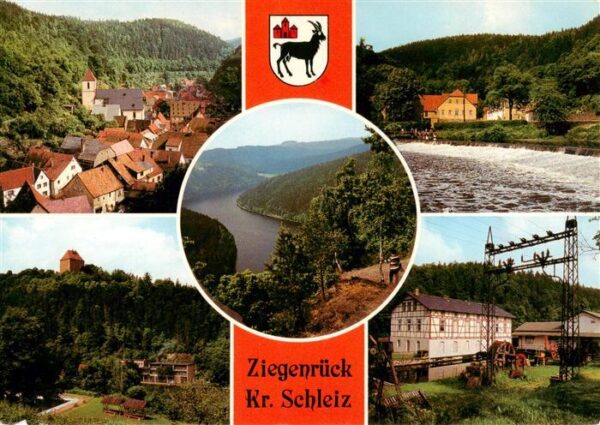 Ziegenrueck Saale Thueringen Teilansicht Blick zur Saale Saalewehr Schloss Wasse