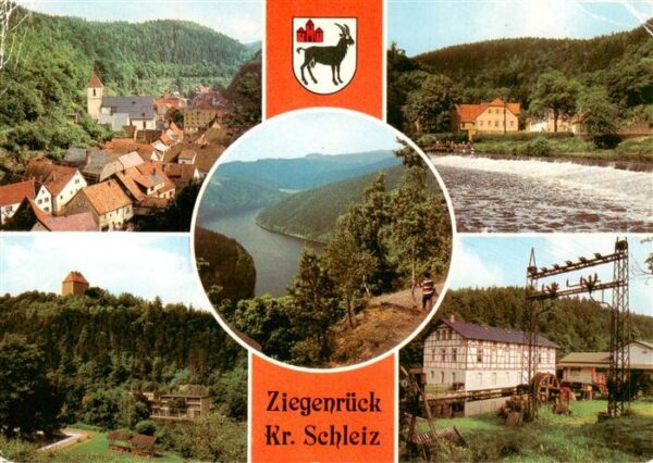 Ziegenrueck Saale Thueringen Teilansicht Blick zur Saale Saalewehr Schloss Wasse