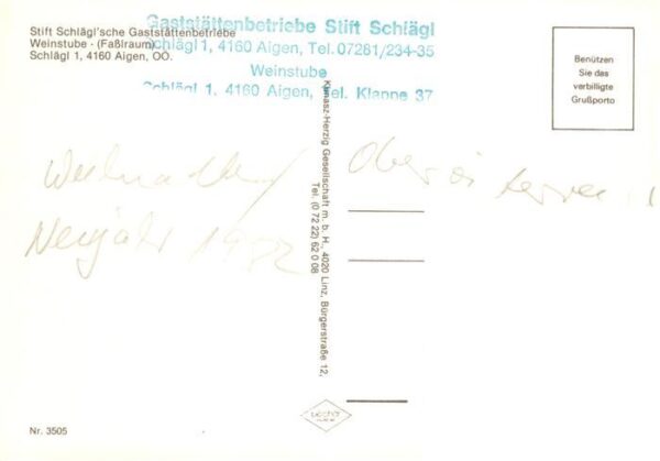 Aigen Muehlkreis Oberoesterreich AT Stift Schlaeglsche Gaststaettenbetriebe Wein – Bild 2