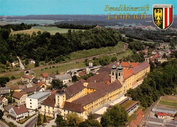 Lambach Traun Oberoesterreich AT Fliegeraufnahme mit Benediktinerstift