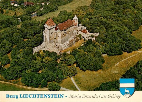 Maria-Enzersdorf AT Burg Liechtenstein Fliegeraufnahme
