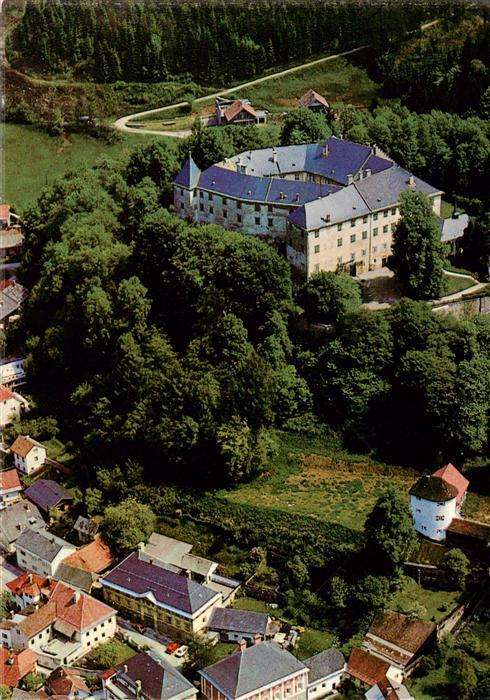 Bleiburg Kaernten AT Fliegeraufnahme mit Schloss Bleiburg
