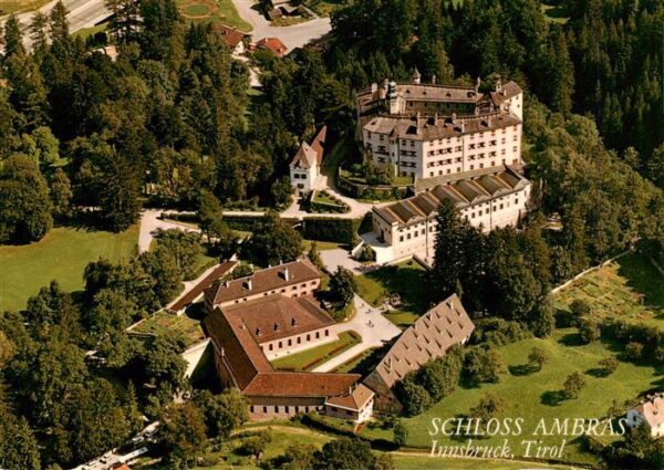 Innsbruck Tirol AT Schloss Ambras Fliegeraufnahme
