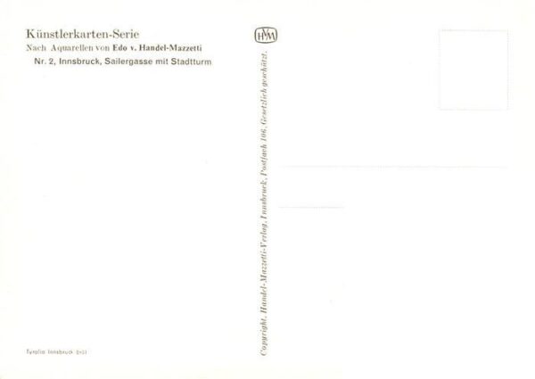 Innsbruck Tirol AT Sailergasse mit Stadtturm Kuenstlerkarte – Bild 2