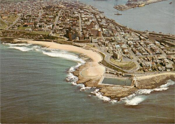 Newcastle New South Wales Australia Aerial view of Beach and City