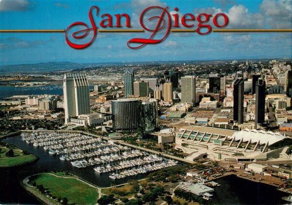 San Diego California USA Convention Center hotels and marina Aerial view