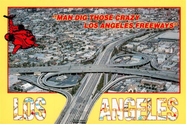 Los Angeles California USA Man Dig Those Crazy Los Angeles Freeways Aerial view