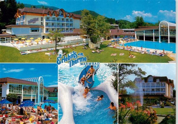 Warmbad Villach Kaernten AT Kurhotel Karawankenhof Hallenbadrutsche Wildbach Qui