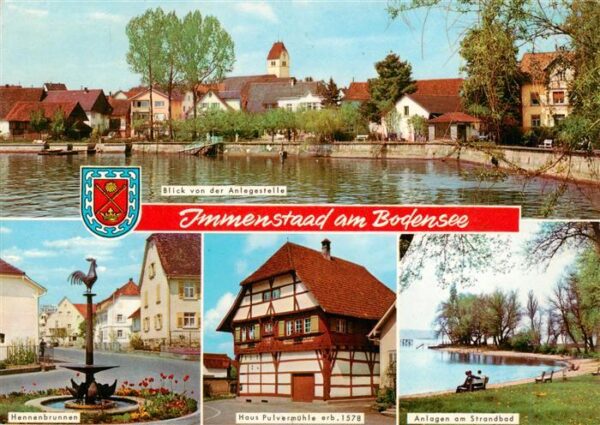 Immenstaad Bodensee Blick von der Anlegestelle Hennenbrunnen Haus Pulvermuehle A