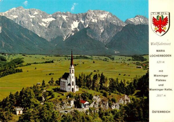 Maria Locherboden Moetz Silz Tirol AT Fliegeraufnahme mit Kirche Mieminger Plate