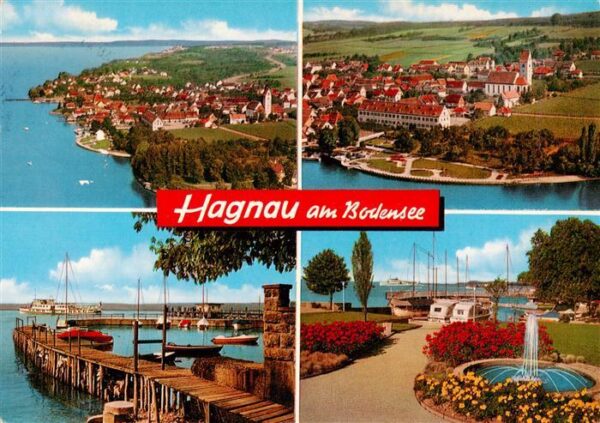 Hagnau Bodensee Fliegeraufnahmen mit Kloster Kirche Seebruecke Parkbrunnen