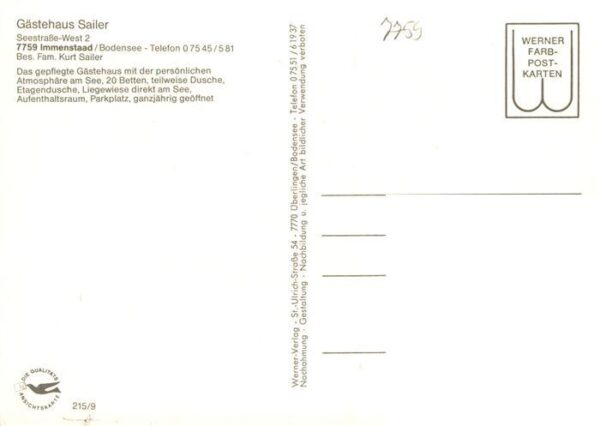 Immenstaad Bodensee Gaestehaus Sailer – Bild 2
