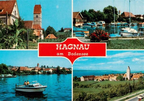 Hagnau Bodensee Kirche Bootshafen Seepartie Panorama