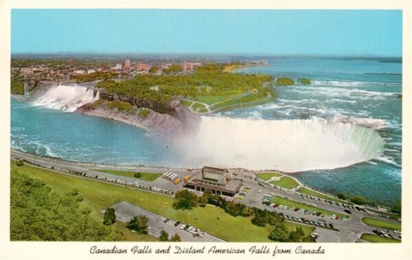 Niagara Falls Ontario Canada Canadian Falls and distant American Falls from Cana