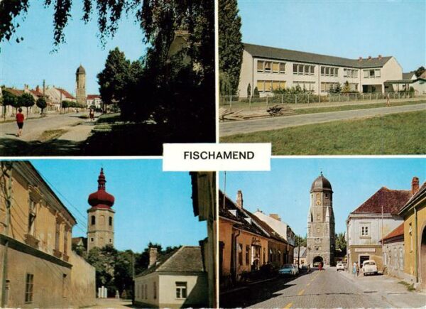 Fischamend Niederoesterreich AT Kirche Schule Ortspartien Stadttor