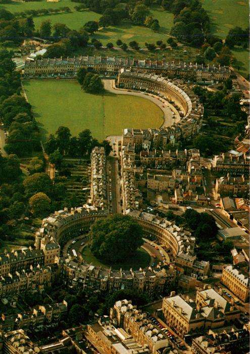 Bath  UK Royal Crescent and the Circus aerial view