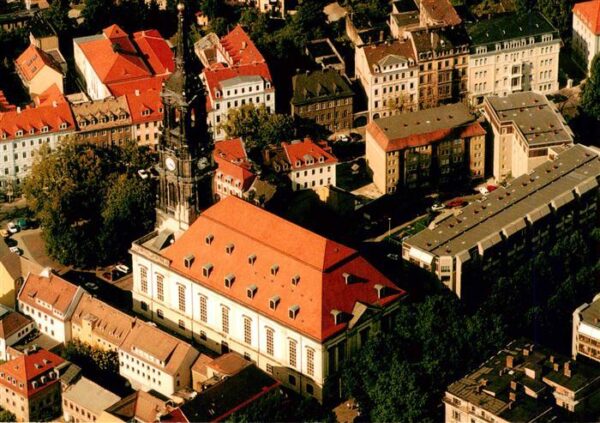 Dresden Elbe Dreikoenigskirche Fliegeraufnahme