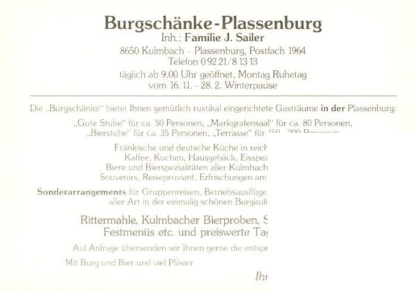Plassenburg Kulmbach Burgschaenke Plassenburg Bierstube Markgrafen Saal Gute Stu – Bild 2