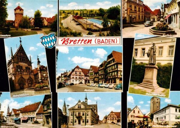 Bretten Baden Simmelturm Schwimmbad Hundlesbrunnen Melanchthonhaus Marktplatz Me