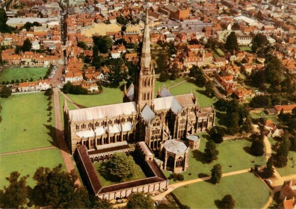 Salisbury   Wiltshire UK Cathedral aerial view