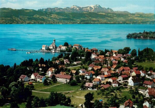 Wasserburg Bodensee Panorama mit Blick auf die Alpen