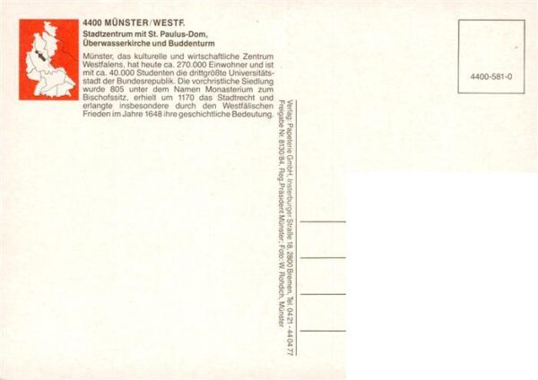 Muenster   Westfalen Stadtzentrum St. Paulus-Dom ueberwasserkirche und Buddentur – Bild 2