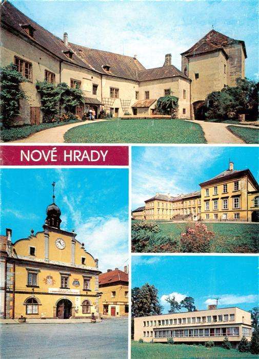 Nove Hrady CZ Stary hrad Radnice Zamek zemedelske uciliste Hotel Maj