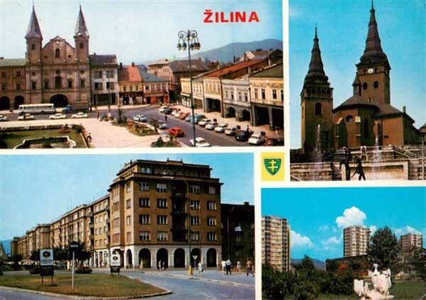 Zilina Sillein Silein SK Motive Stadtzentrum Kirche Wohnsiedlung Hochhaeuser